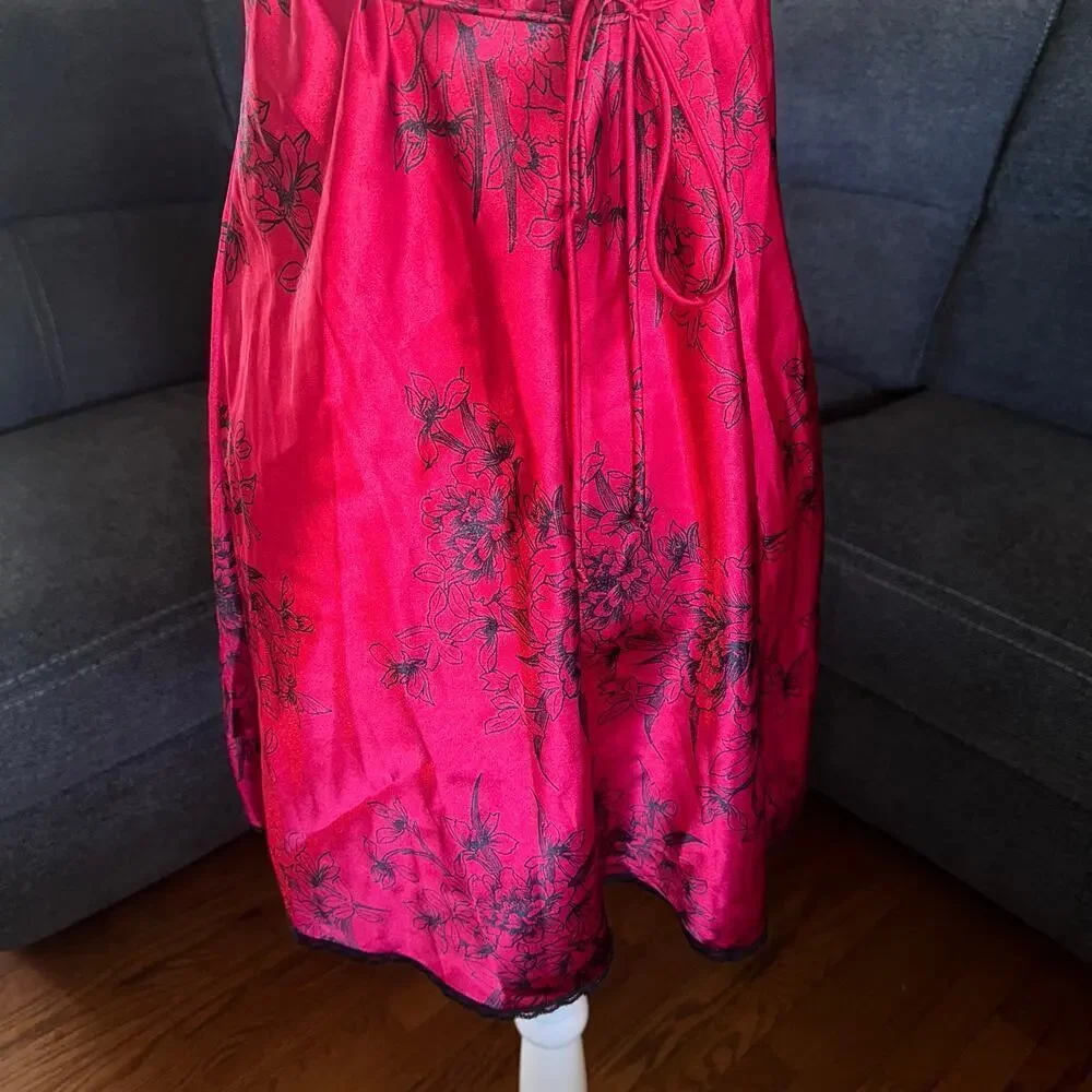 Y2k vintage satin red goth babydoll slip dress sz m